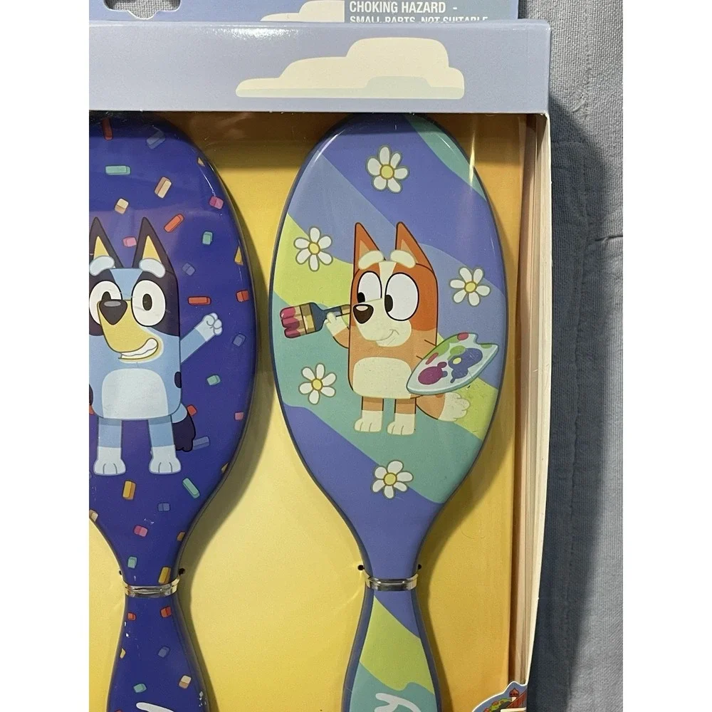 NEW Ludo Disney Bluey -3 Set of Detangler Hair Brushes - Bluey Bingo & Muffin